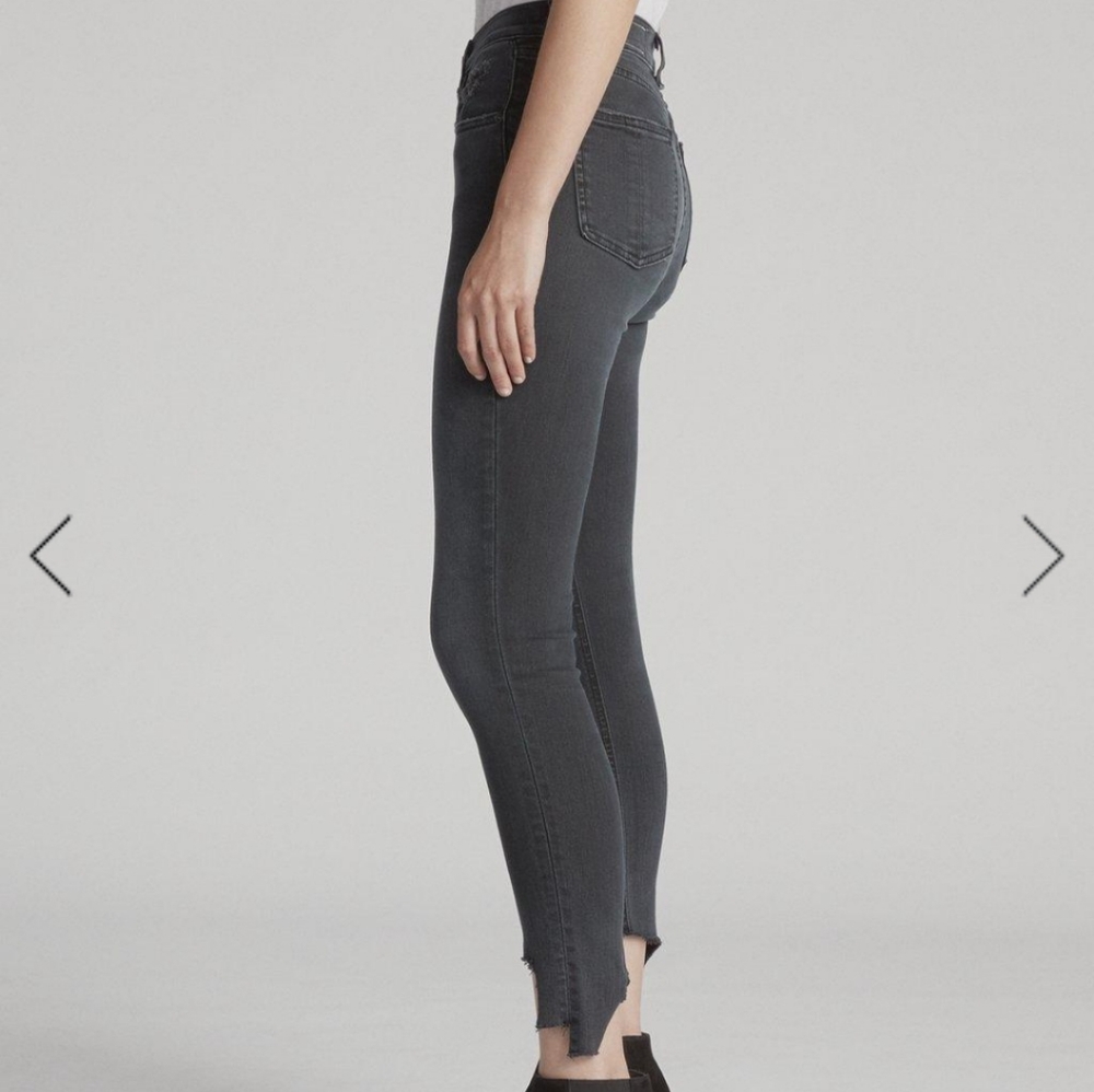 rag & bone High Rise Ankle Skinny Distress Raw-cut Jeans Black Steel Siz… - Picture 2 of 5